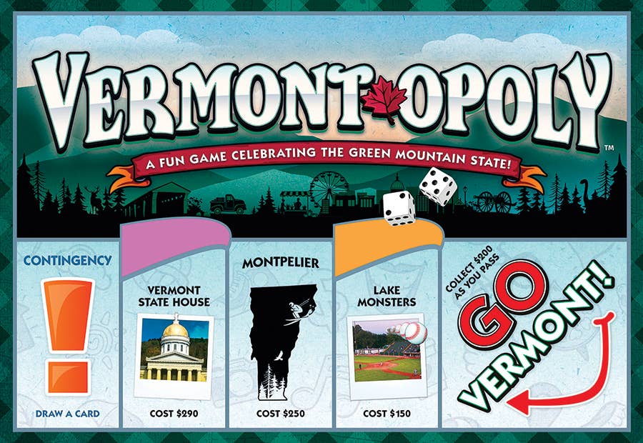 Outset Games and Cobble Hill Puzzles - Vermont Opoly (state) Board Game