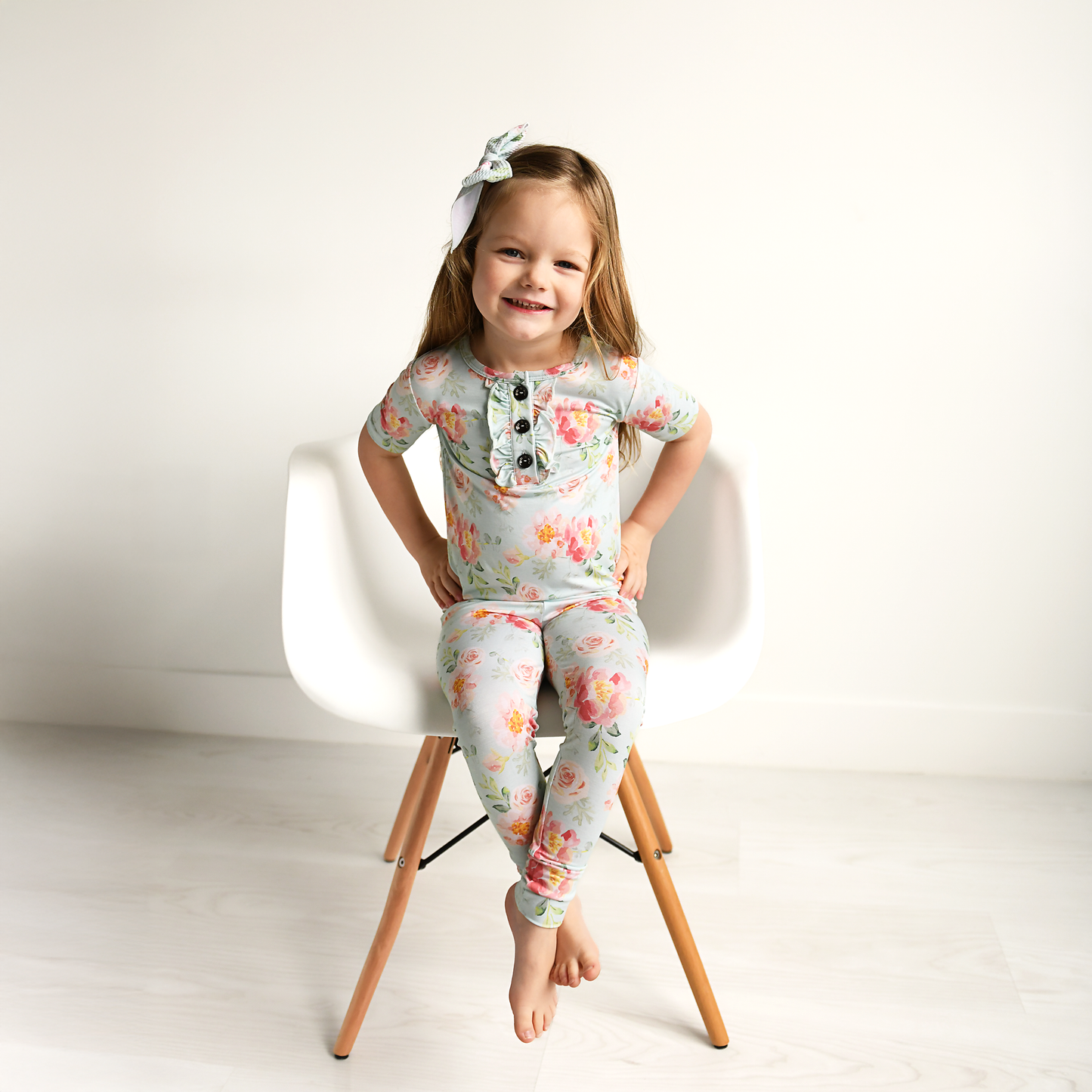 Gigi and Max - Mae Floral Ruffle Two Piece Bamboo Toddler Sleepies Little