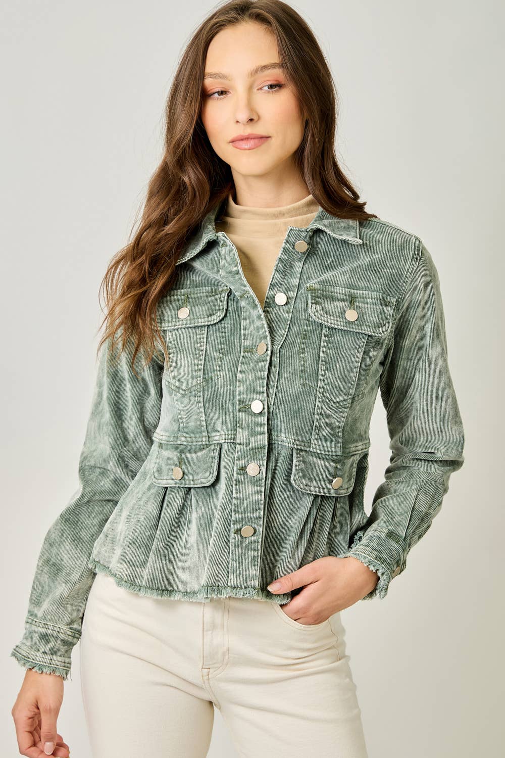 Mystree - 61134 Washed Denim Peplum Jacket
