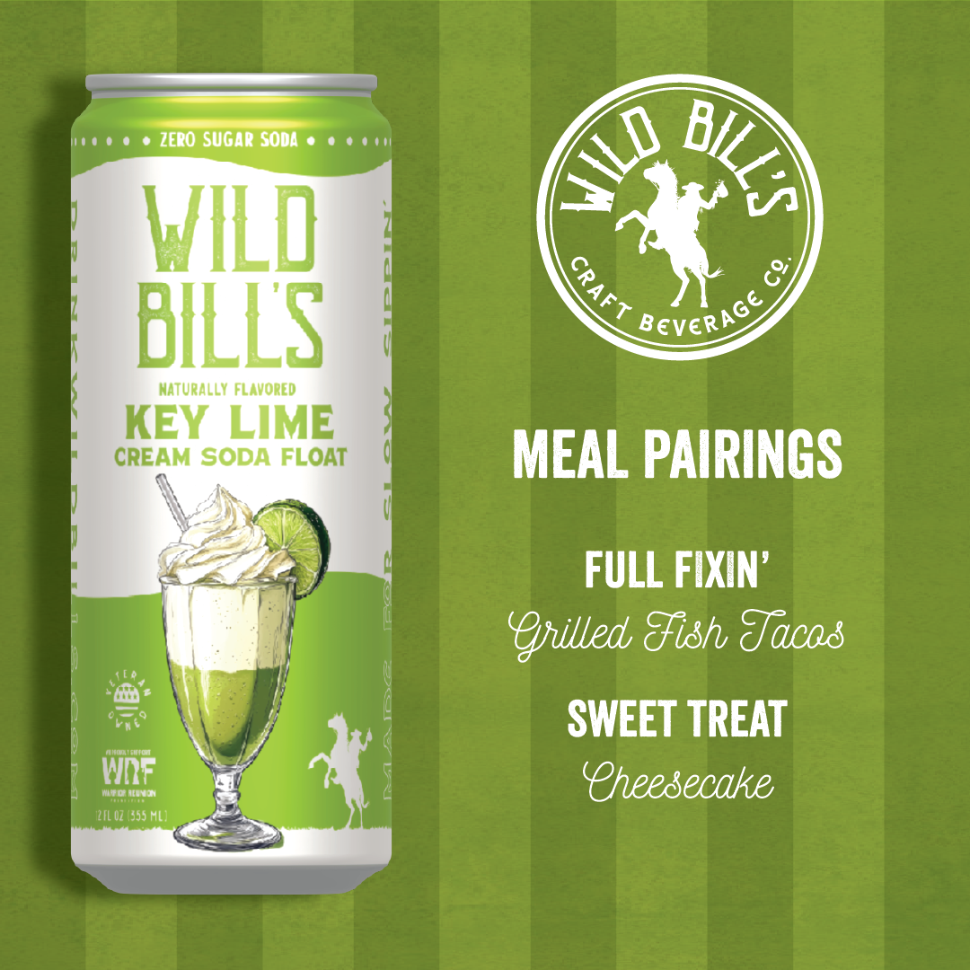 Wild Bill’s Craft Beverage Co. - Key Lime - Zero Sugar Soda, Clean Ingredients, 12-Pack, Cans