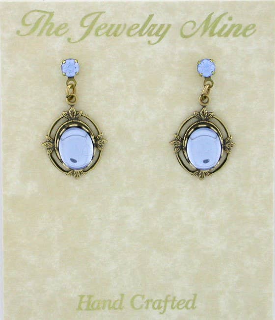 VintageJewelrymine - Crystal Cabochon Drop Earring - Lt.Sapph