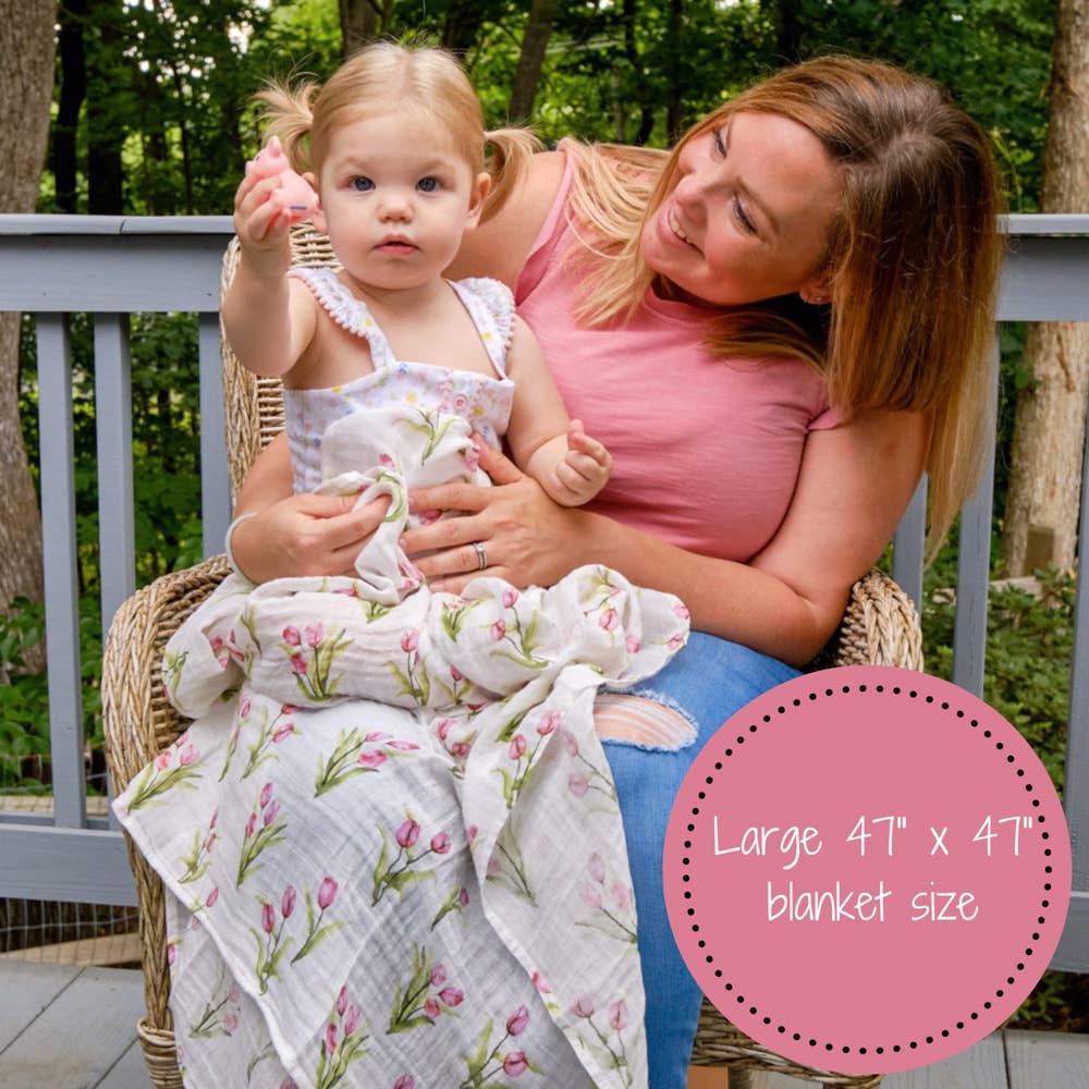 LollyBanks - Tulip Garden Baby Swaddle Blanket