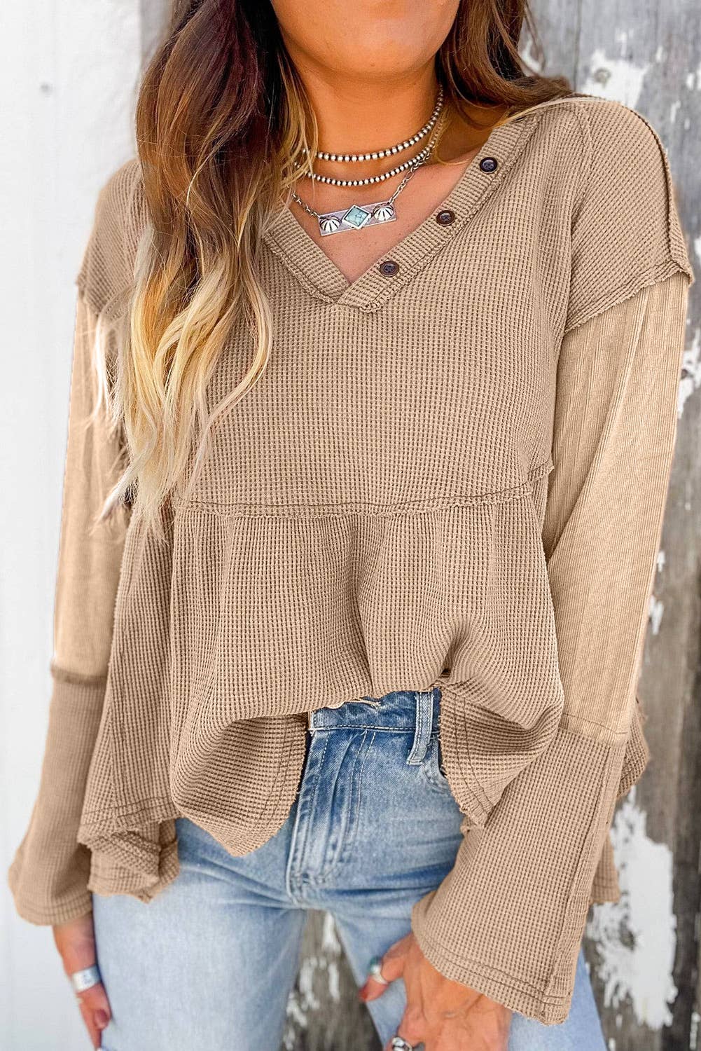 Bash Colorblock Pretty Bash - Colorblock Waffle Exposed Seam Top – The B's Nest