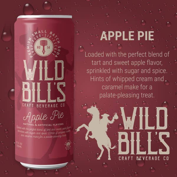 Wild Bill’s Craft Beverage Co. - Apple Pie - Premium Cane Sugar Soda, 12-Pack, Cans