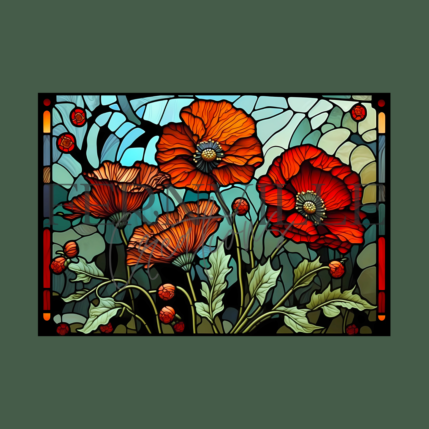 Fernville Creations - Tempered Glass Cutting Board: Poppy Charcuterie Tray (1)