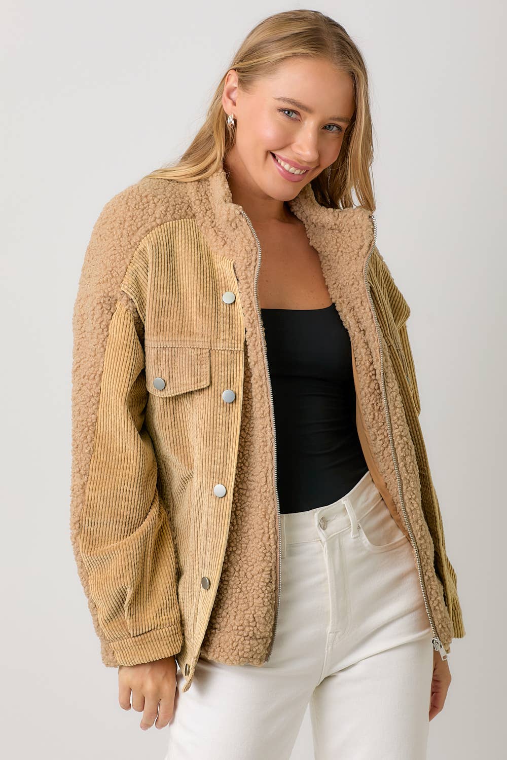 Mystree - 60817 Corduroy Mixed Sherpa Jacket