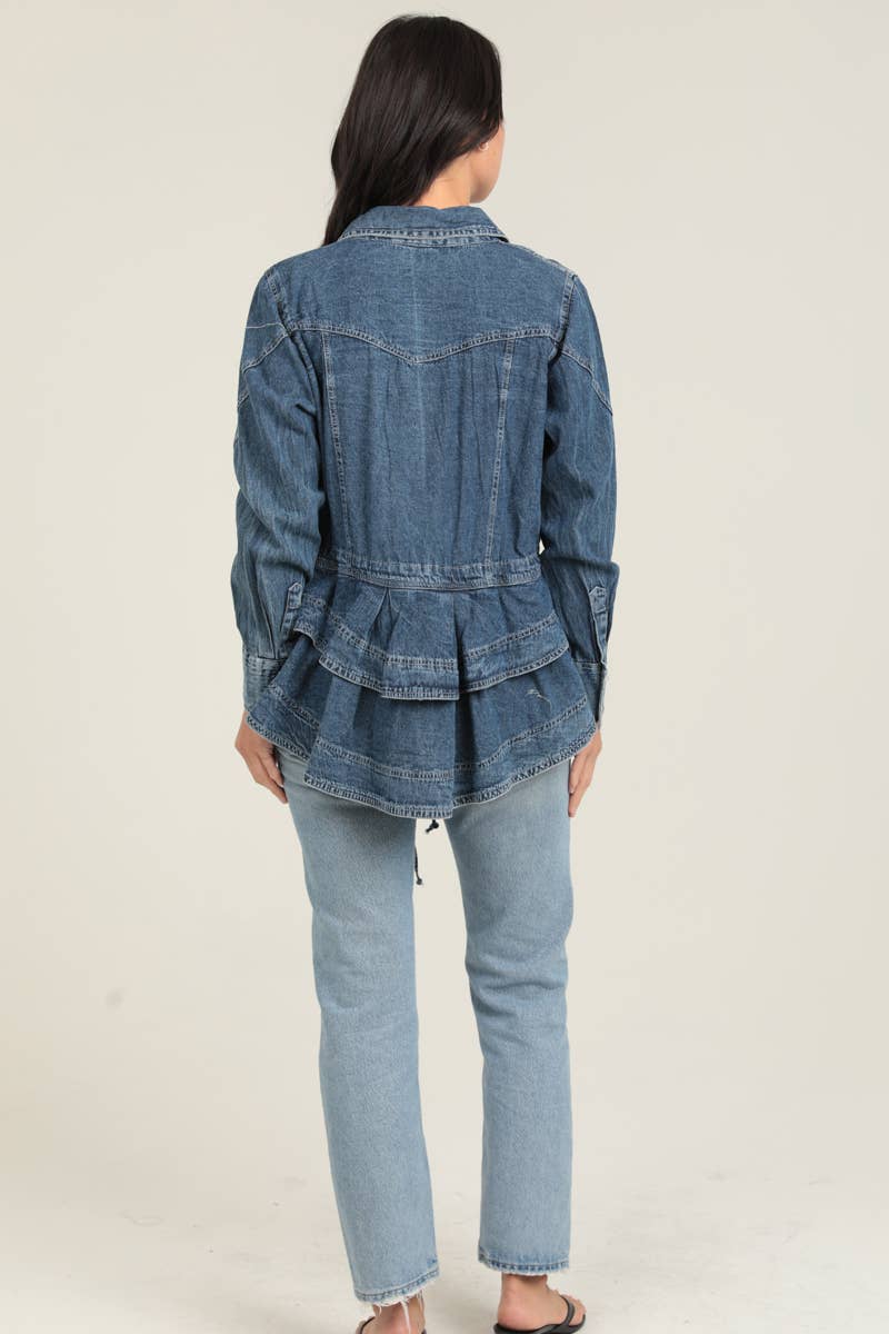 Nostalgia - E2U94-ASIS DENIM RUFFLE PEPLUM JACKET