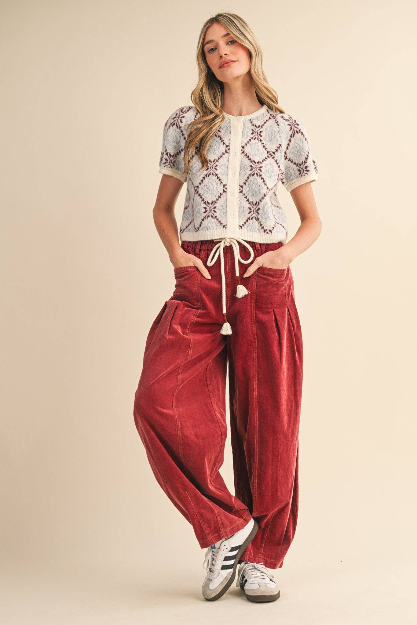 &MERCI - WASHED CORDUROY PLEATED BARREL PANTS MP4155