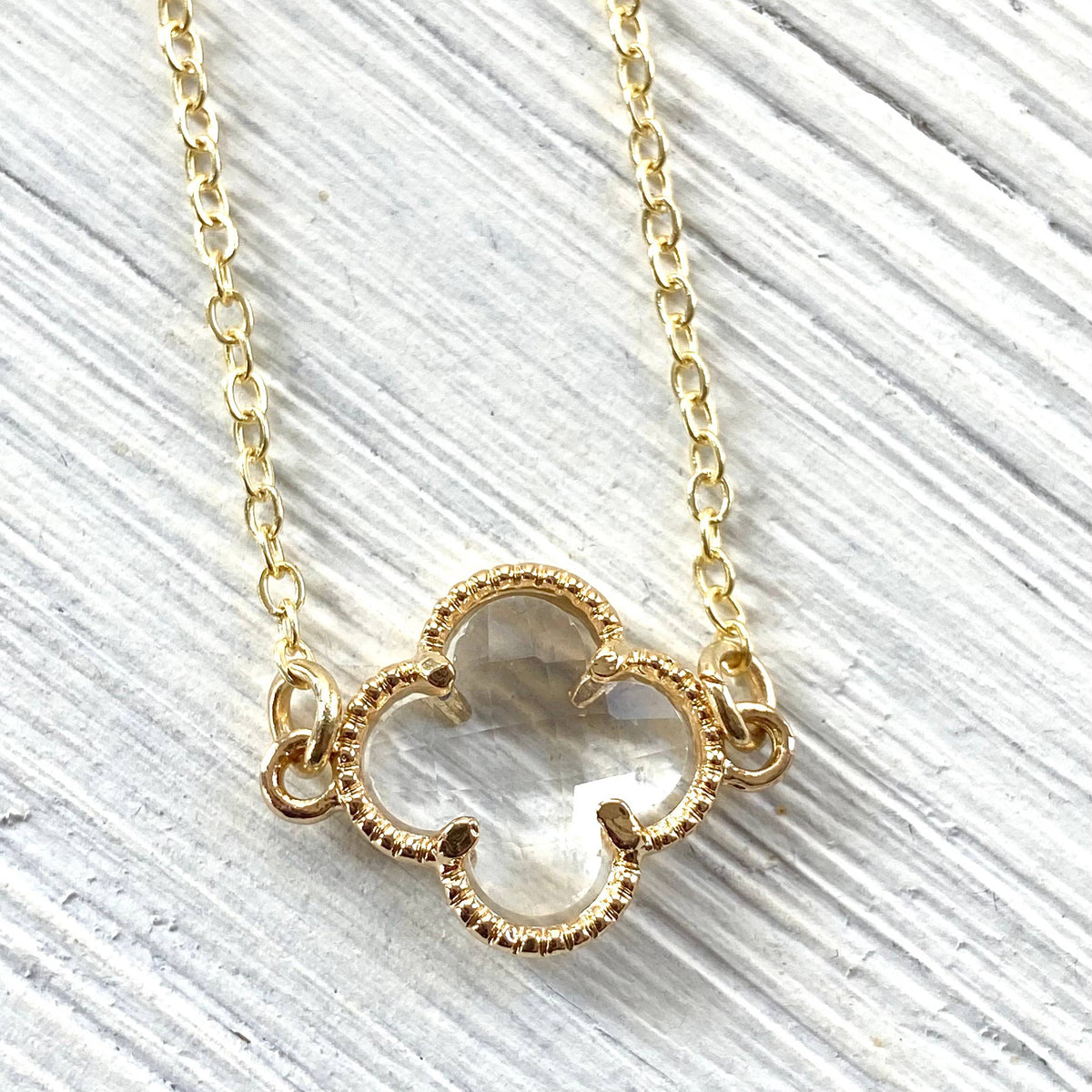 VB&CO Designs Handmade Jewelry - Clover quatrefoil crystal necklace