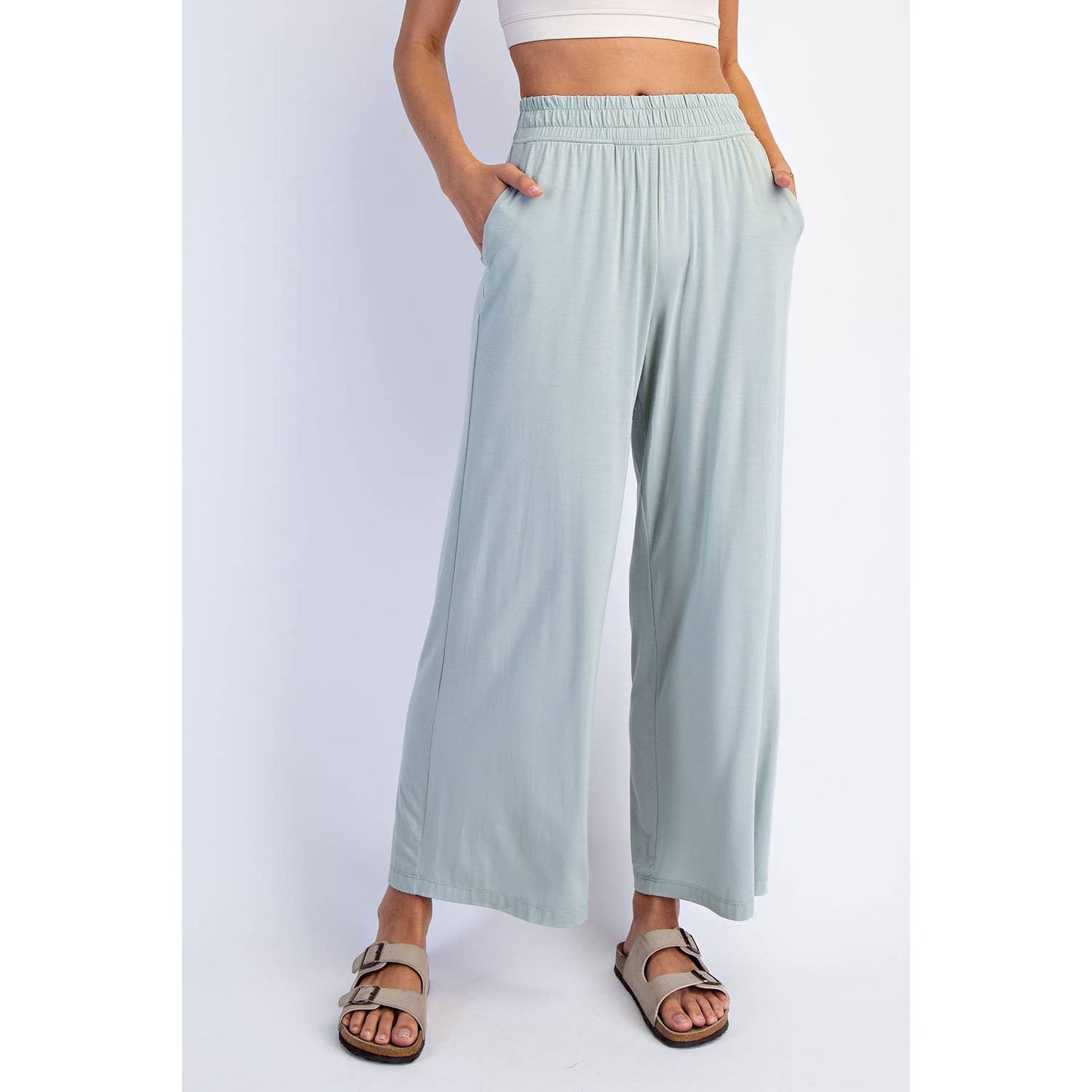 Rae Mode - VISCOSE MODAL CROPPED WIDE LEG PANTS