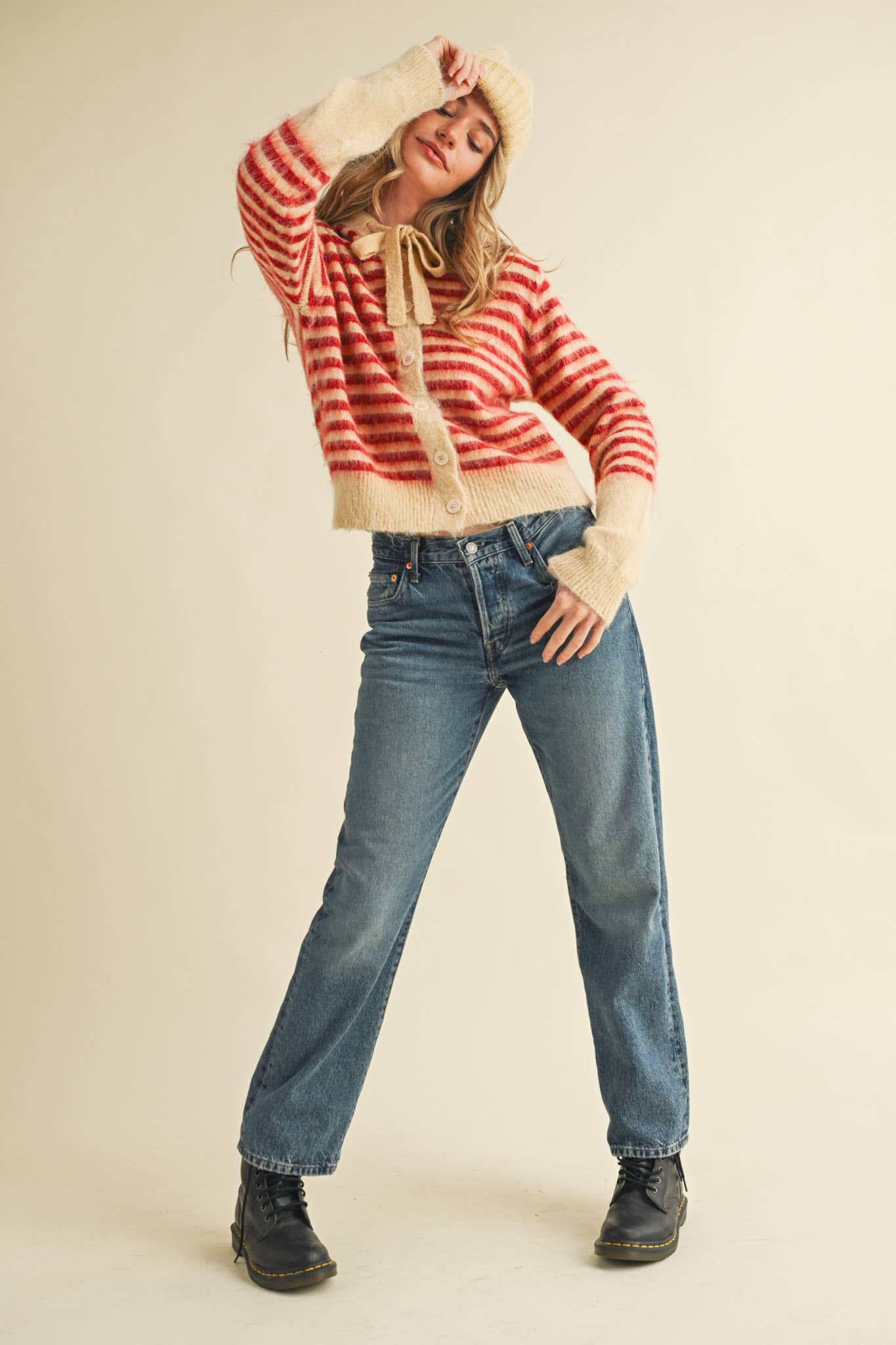 &MERCI - STRIPED HOODIE SWEATER CARDIGAN MSW11063