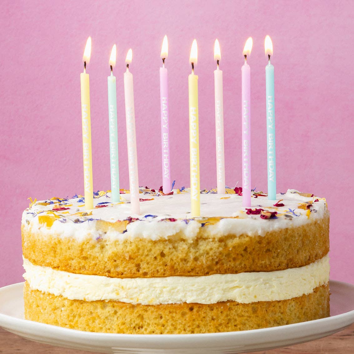 Talking Tables USA - Home, Birthday, Games & Seasonal Decor - Pastel Happy Birthday Candles - 24 Pack | Cake Candless |