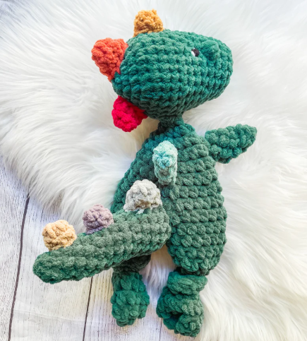 The Lumber Creek Co - Crochet Dinosaur Plushie Snuggler Lovey Stuffed Animal