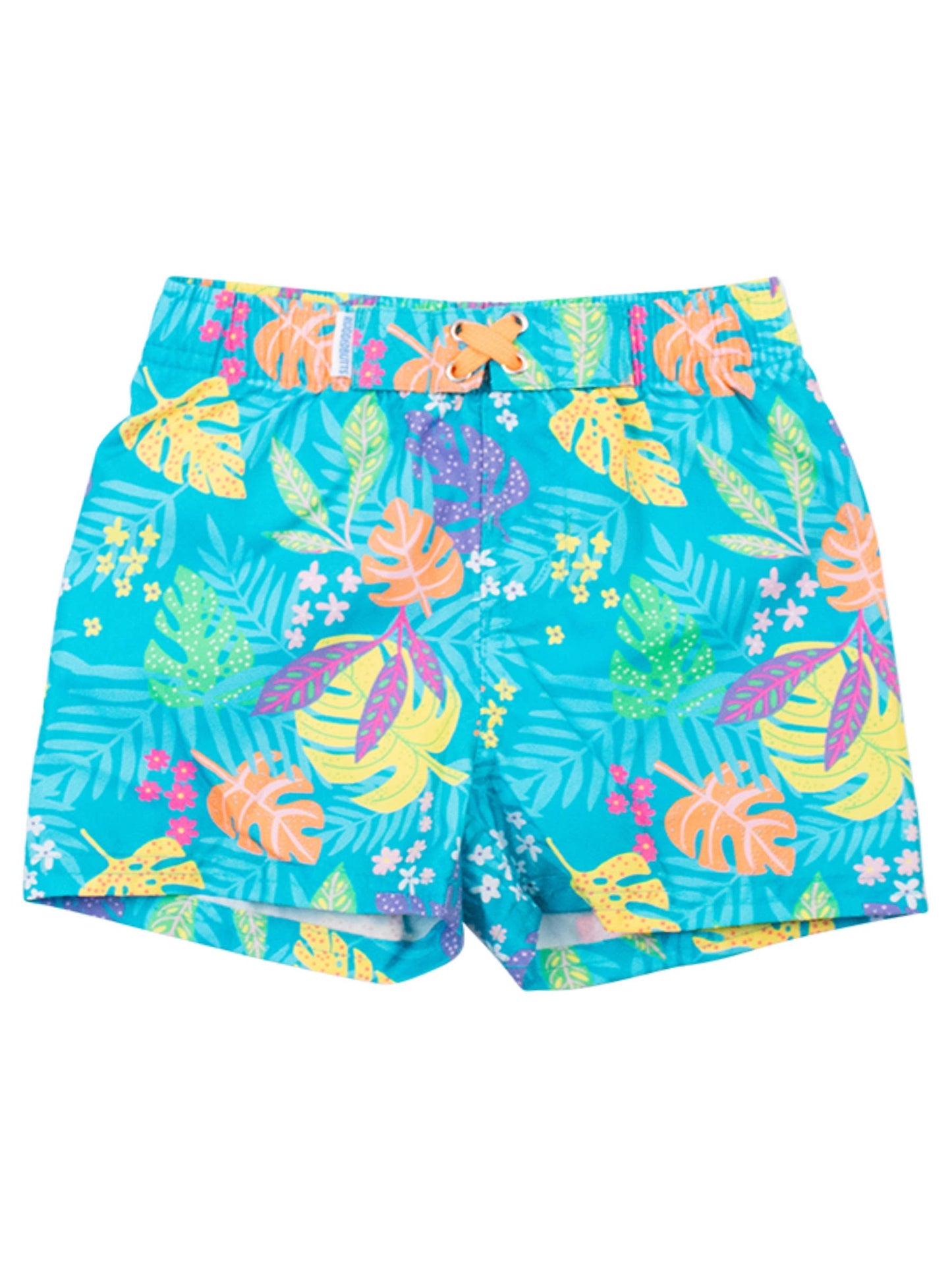 RuffleButts + RuggedButts - Boys Neon Tiki Vibes Swim Trunks