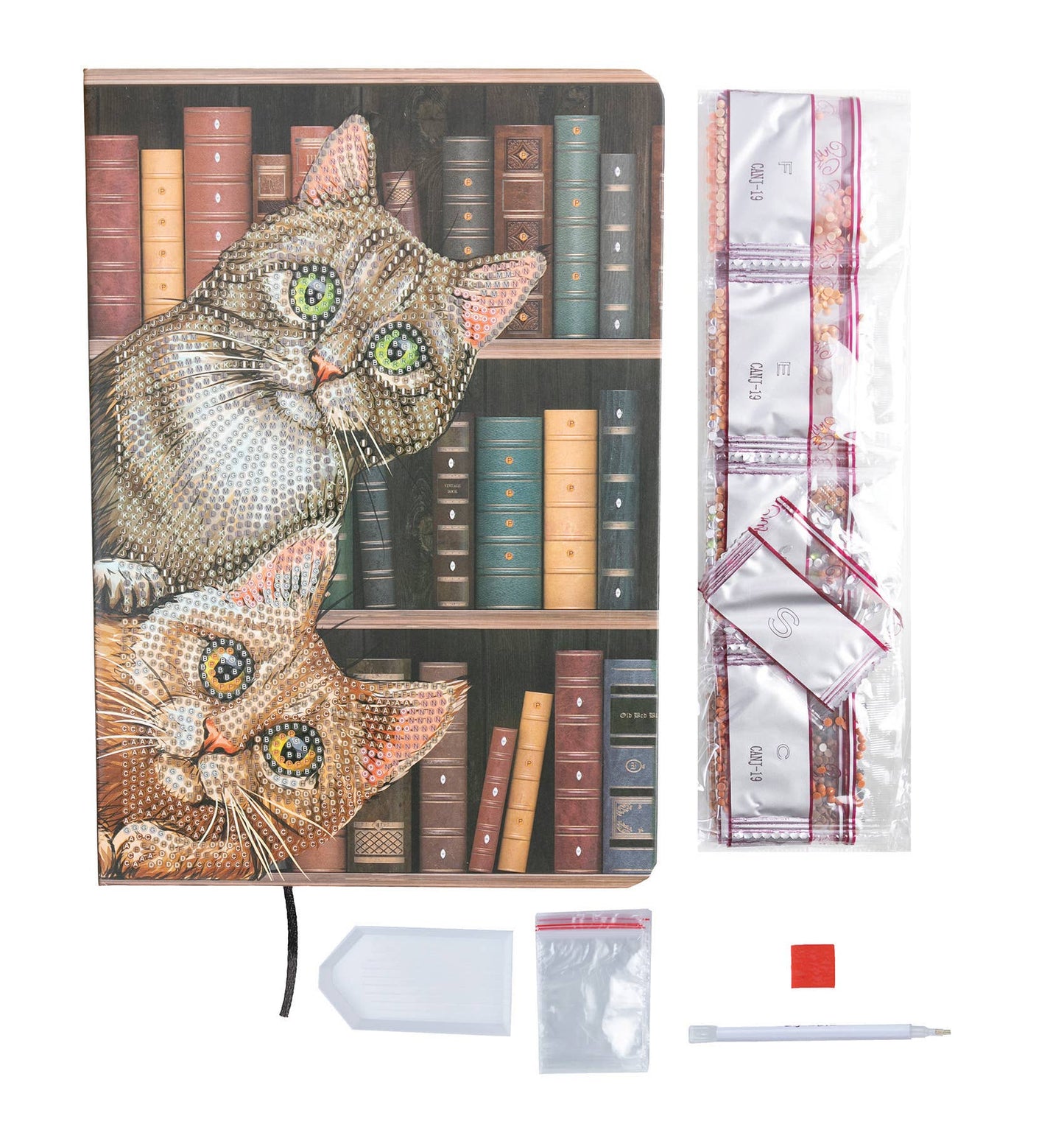 Outset Games and Cobble Hill Puzzles - Crystal Art Notebook Kit: Cats in the Library