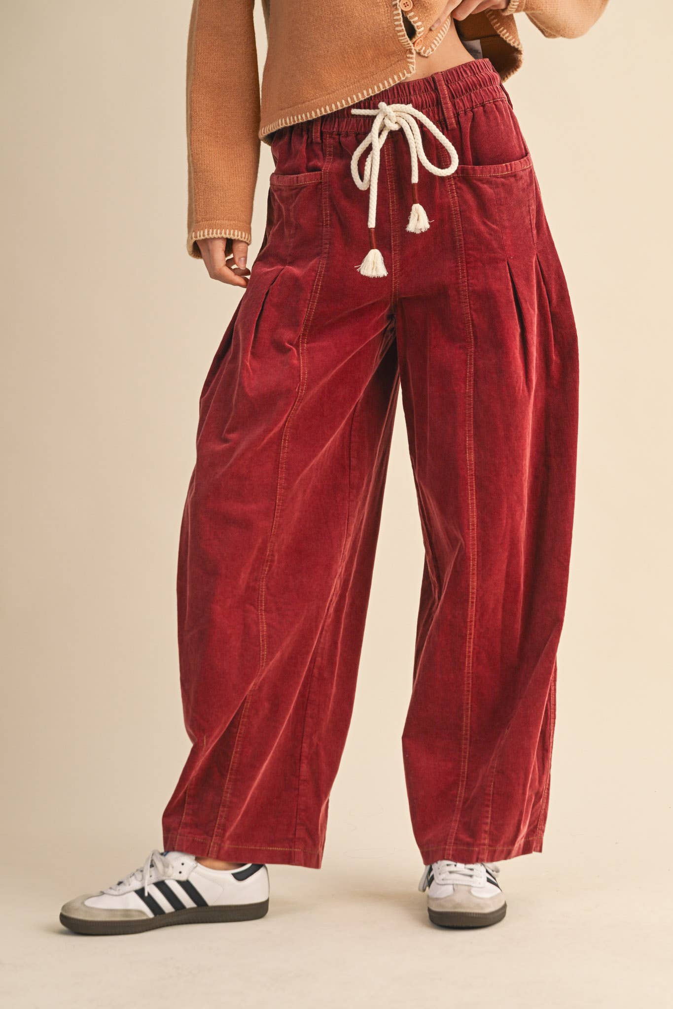 &MERCI - WASHED CORDUROY PLEATED BARREL PANTS MP4155