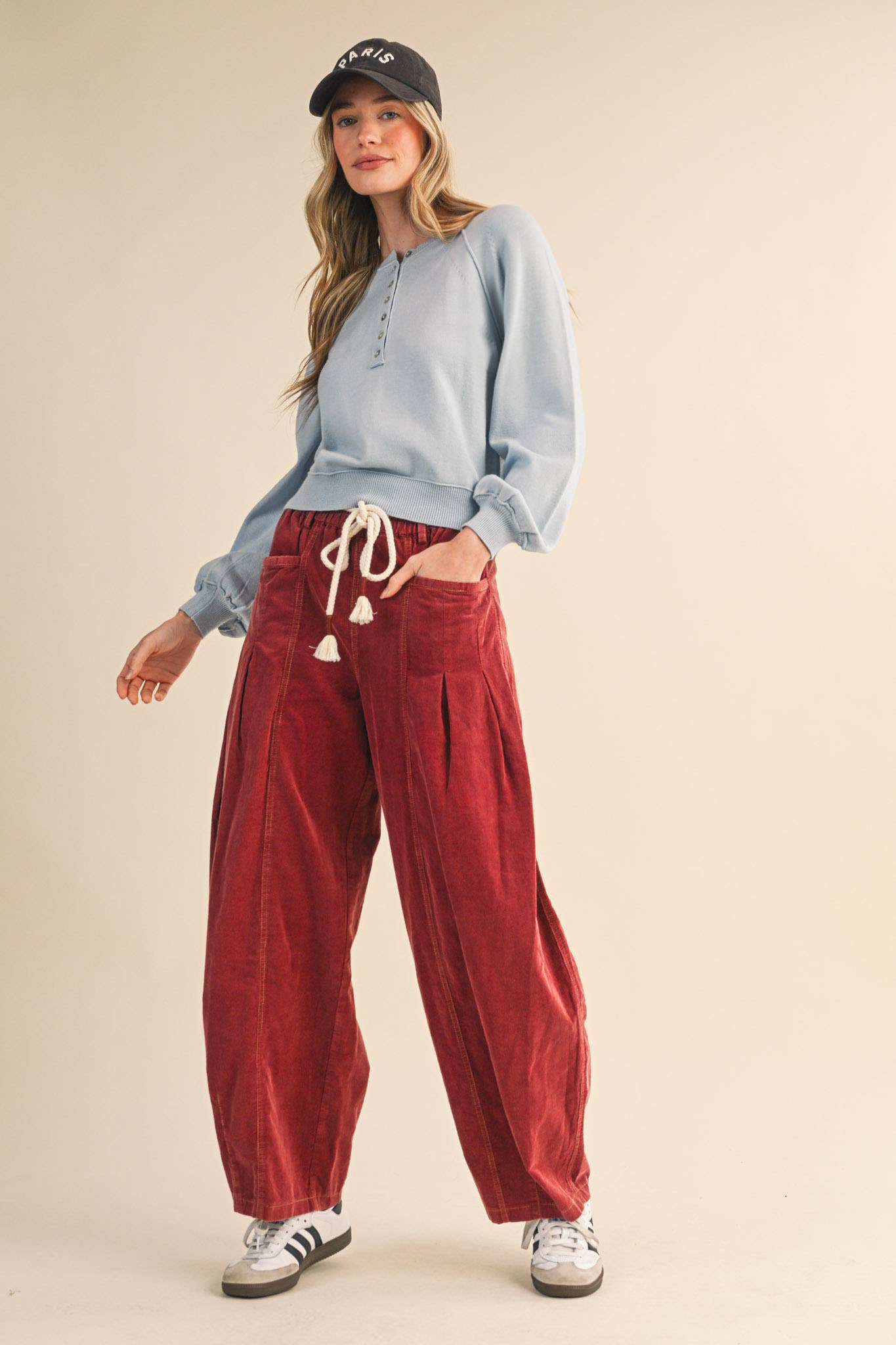 &MERCI - WASHED CORDUROY PLEATED BARREL PANTS MP4155