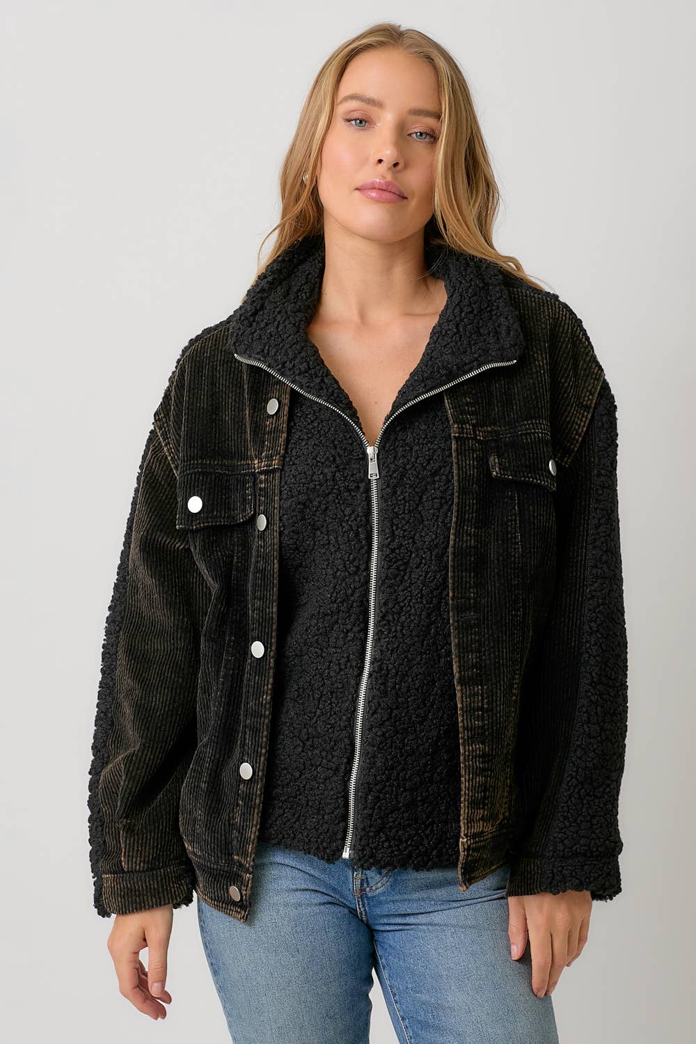 Mystree - 60817 Corduroy Mixed Sherpa Jacket