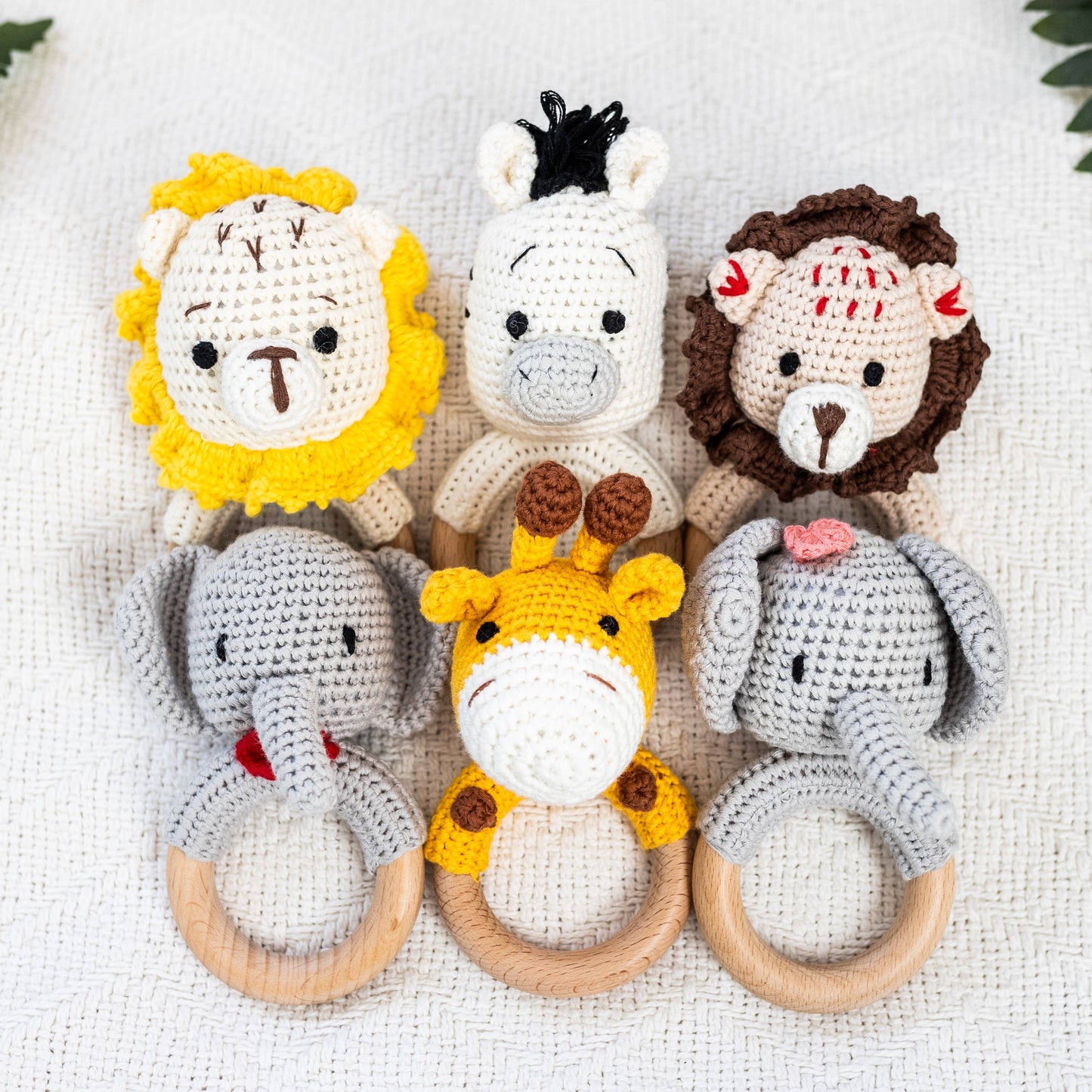 Wonderjoys Baby Co - Animal Hand Crochet Rattles - Safari Collection