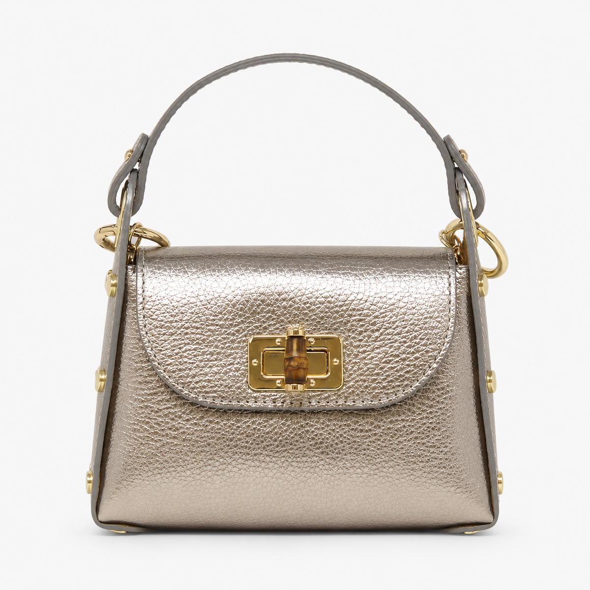 German Fuentes Handbags - GF1075 GENUINE ITALIAN LEATHER  BAMBOO CLASP, CROSSBODY BAG