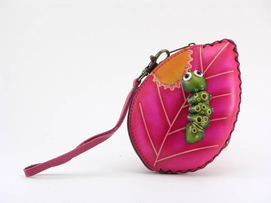 Sunflower Handmade leather inc - Catapillar on the Leaf Wristlet - E528 leather coin purse wa