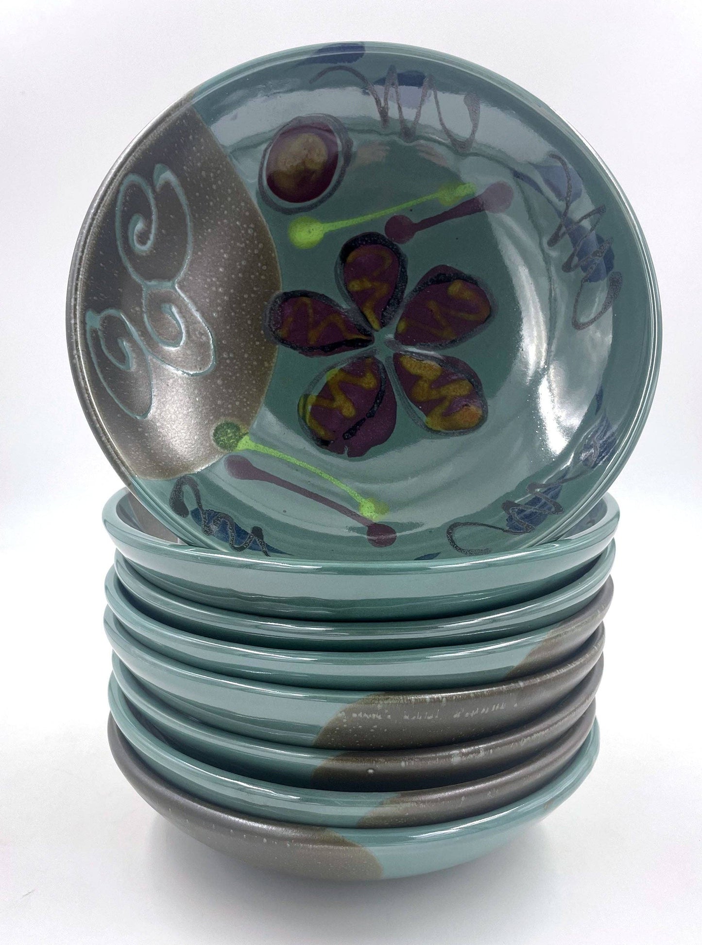 Lasser Ceramics - Green Poppy Dinner Bowl