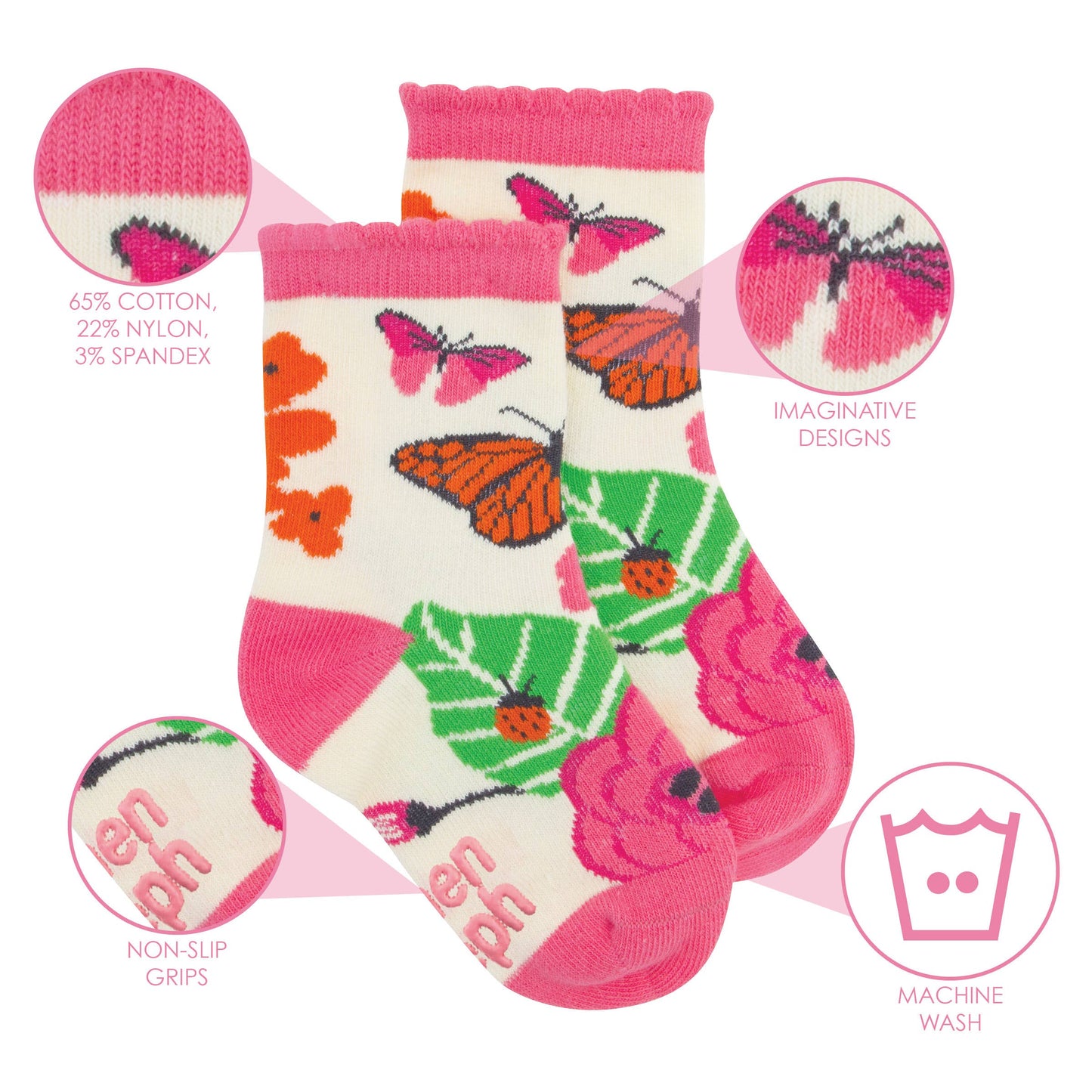 Stephen Joseph Gifts - Butterfly Floral Toddler Socks