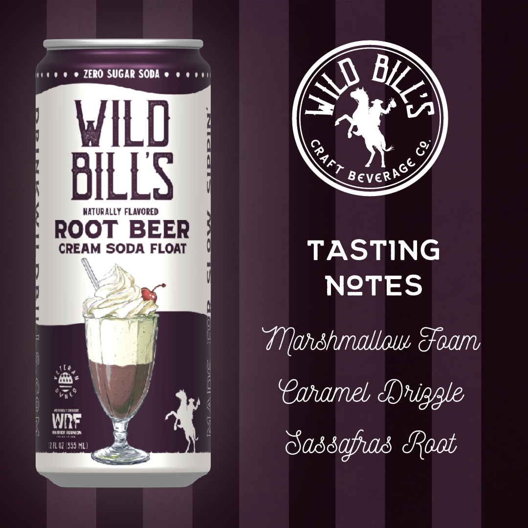 Wild Bill’s Craft Beverage Co. - Root Beer: Zero Sugar Soda, Clean Ingredients, 12-Pack, Cans