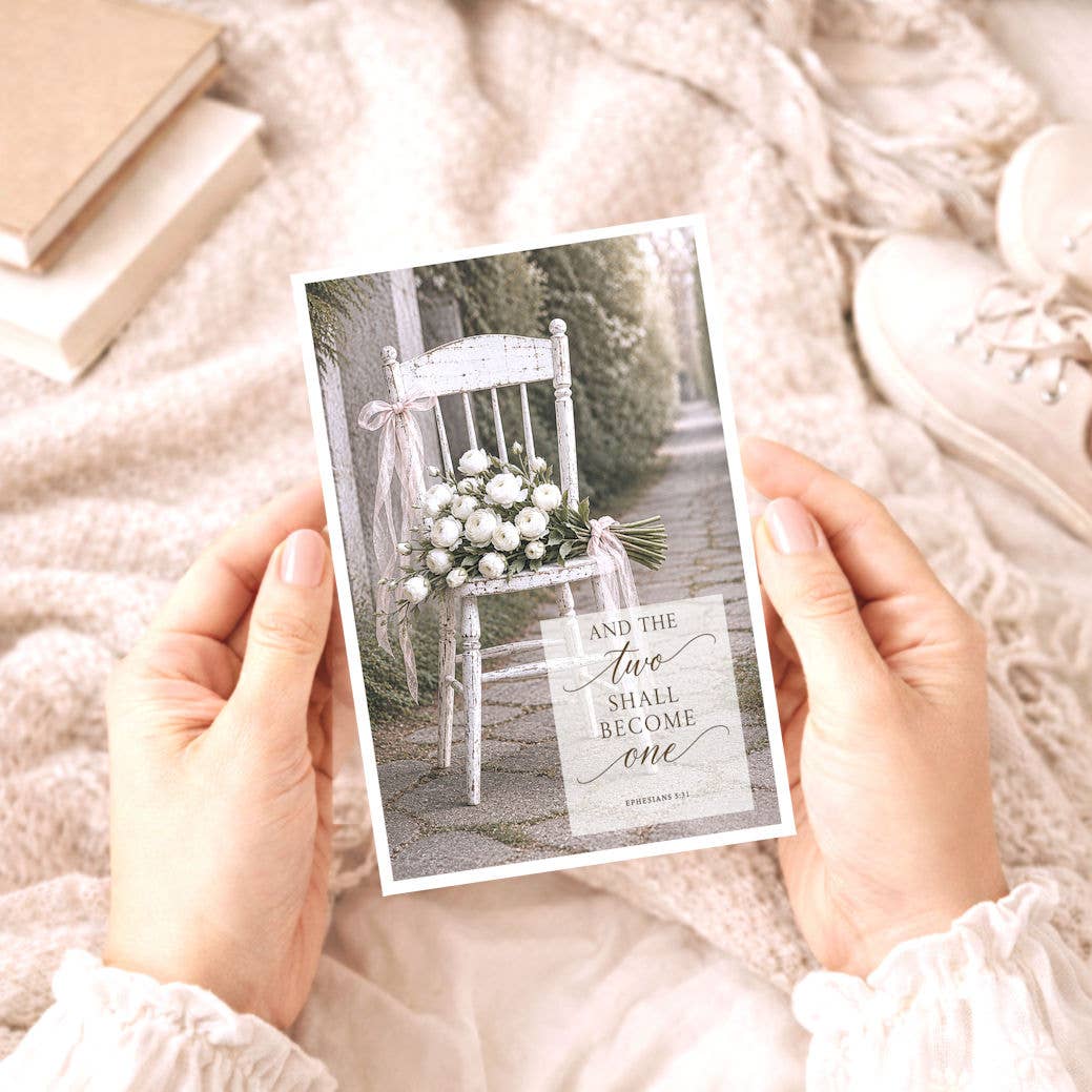 Bellflower Girl - Wedding Vintage Bride Flower Bouquet | Old Chair Photo Card