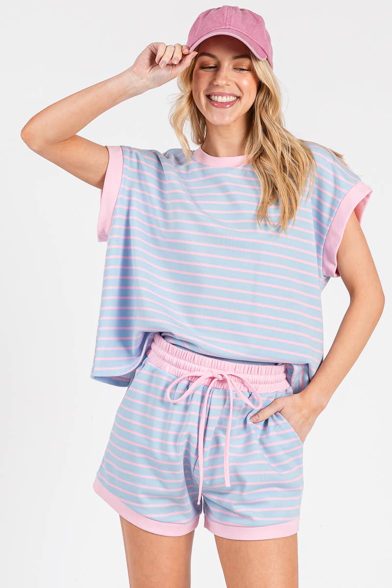Sewn and Seen - STRIPED TERRY TOP AND SHORT SETS