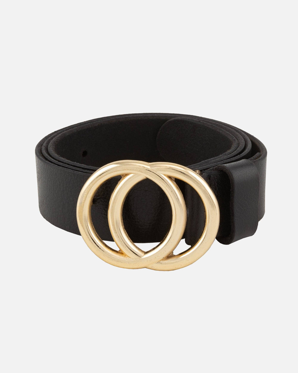 Amsterdam Heritage Leather Belts, Bags, Jackets & Apparel - Caia | Double Ring Leather Belt with Gold Buckle