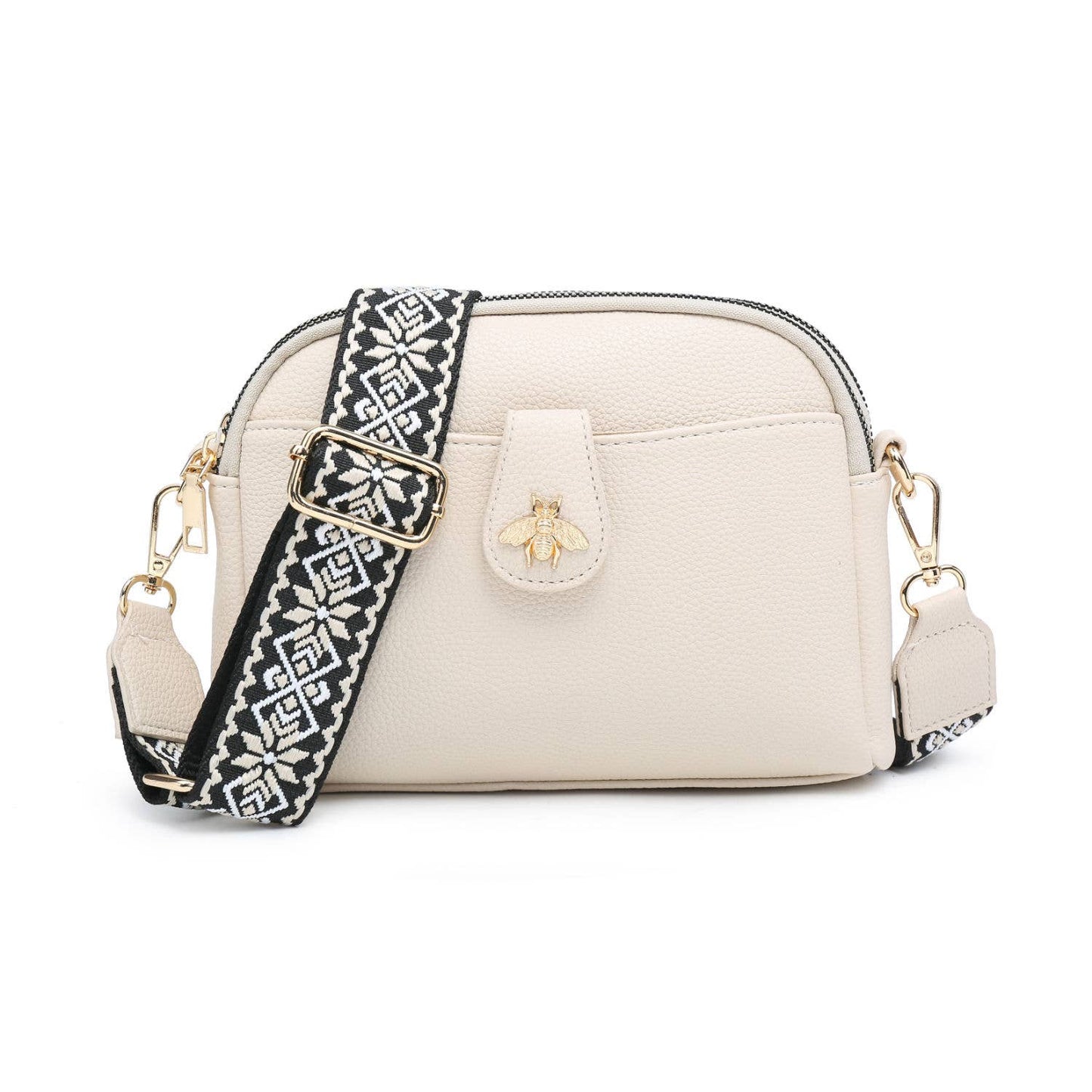 Papaya Fashion Ltd - B23002 Cross Body Handbag with double zip top sections