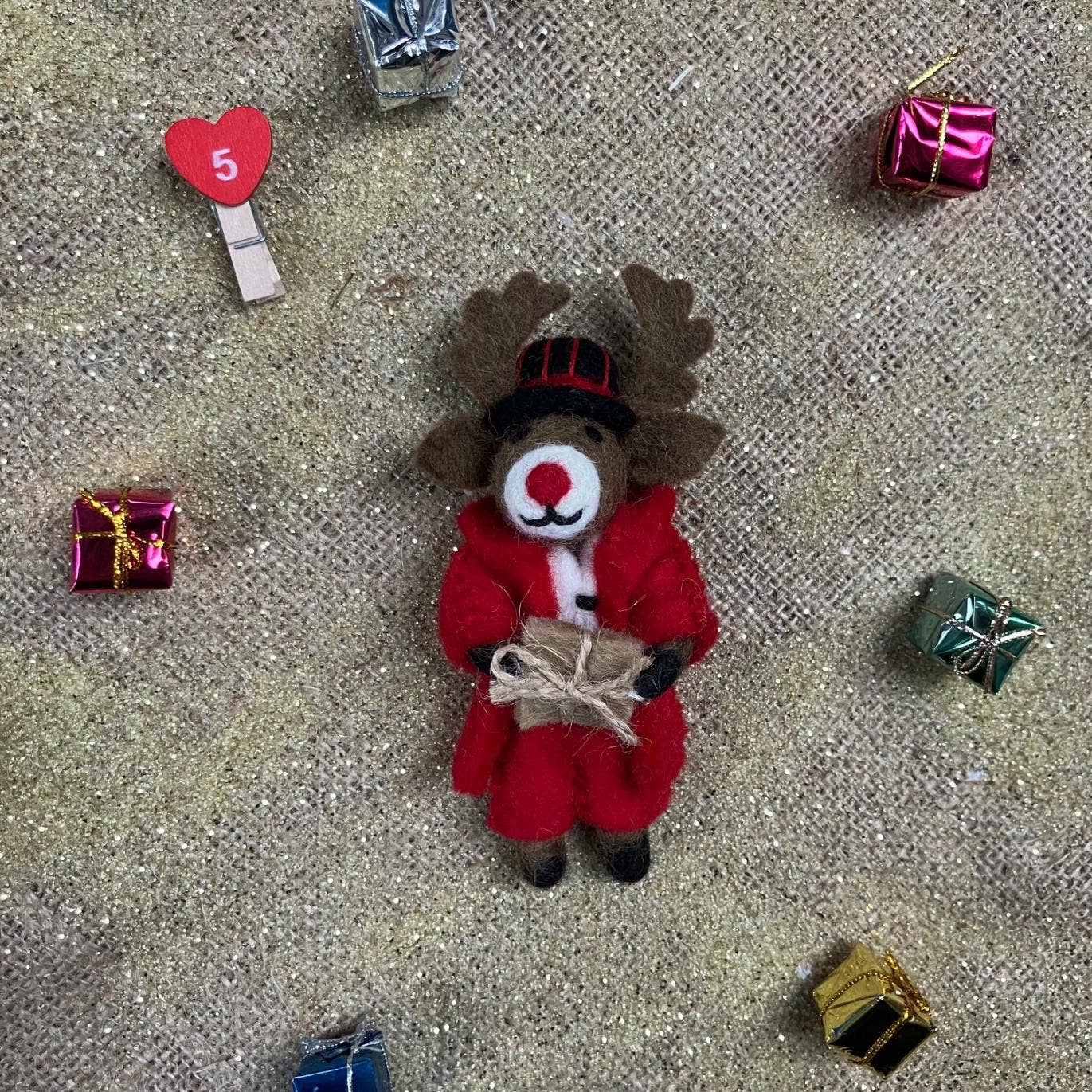 Felt So Good - Handmade Felt Dasher the Christmas Reindeer Decoration