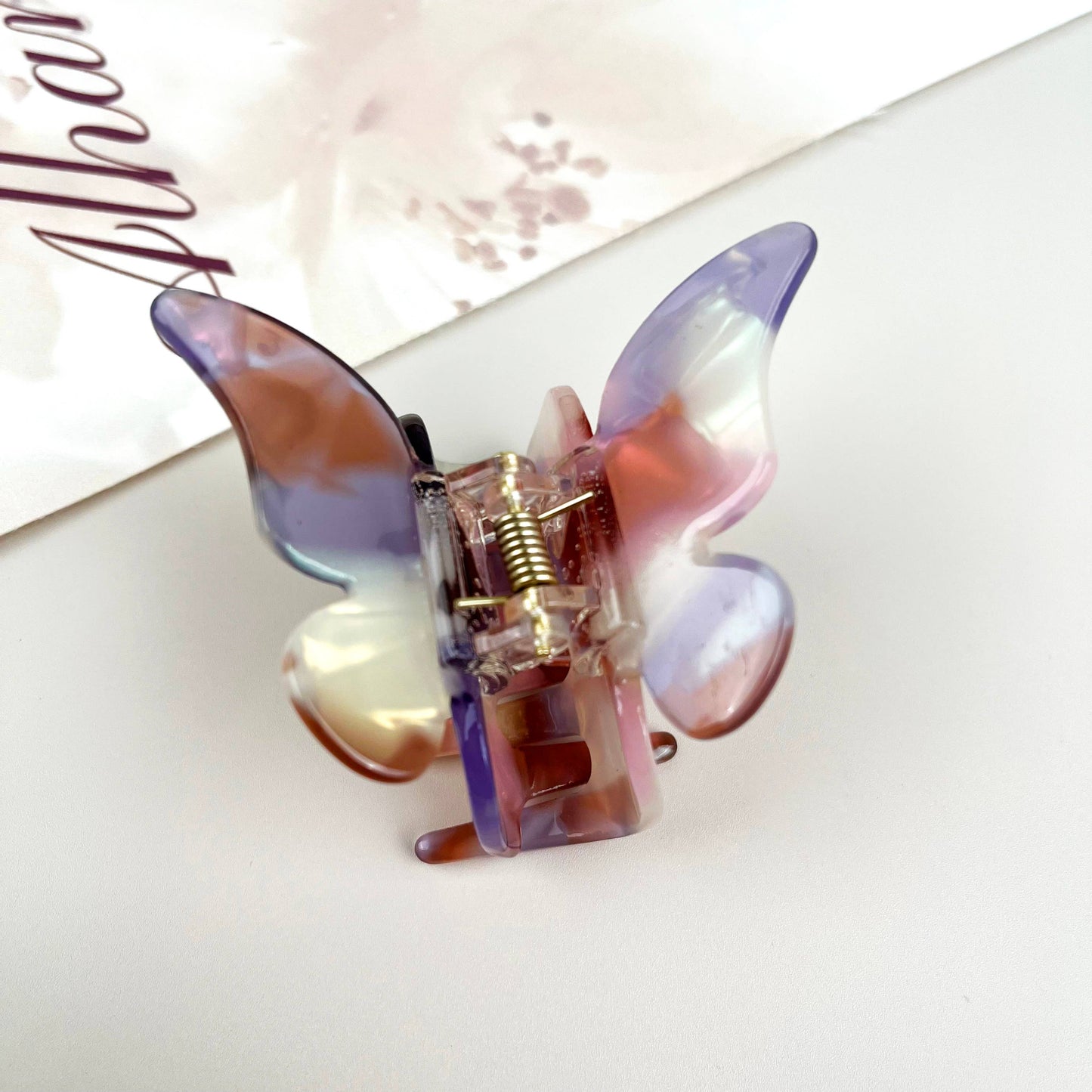 SoapElenGlen - Acetate butterfly hair clips multi-color claw clip