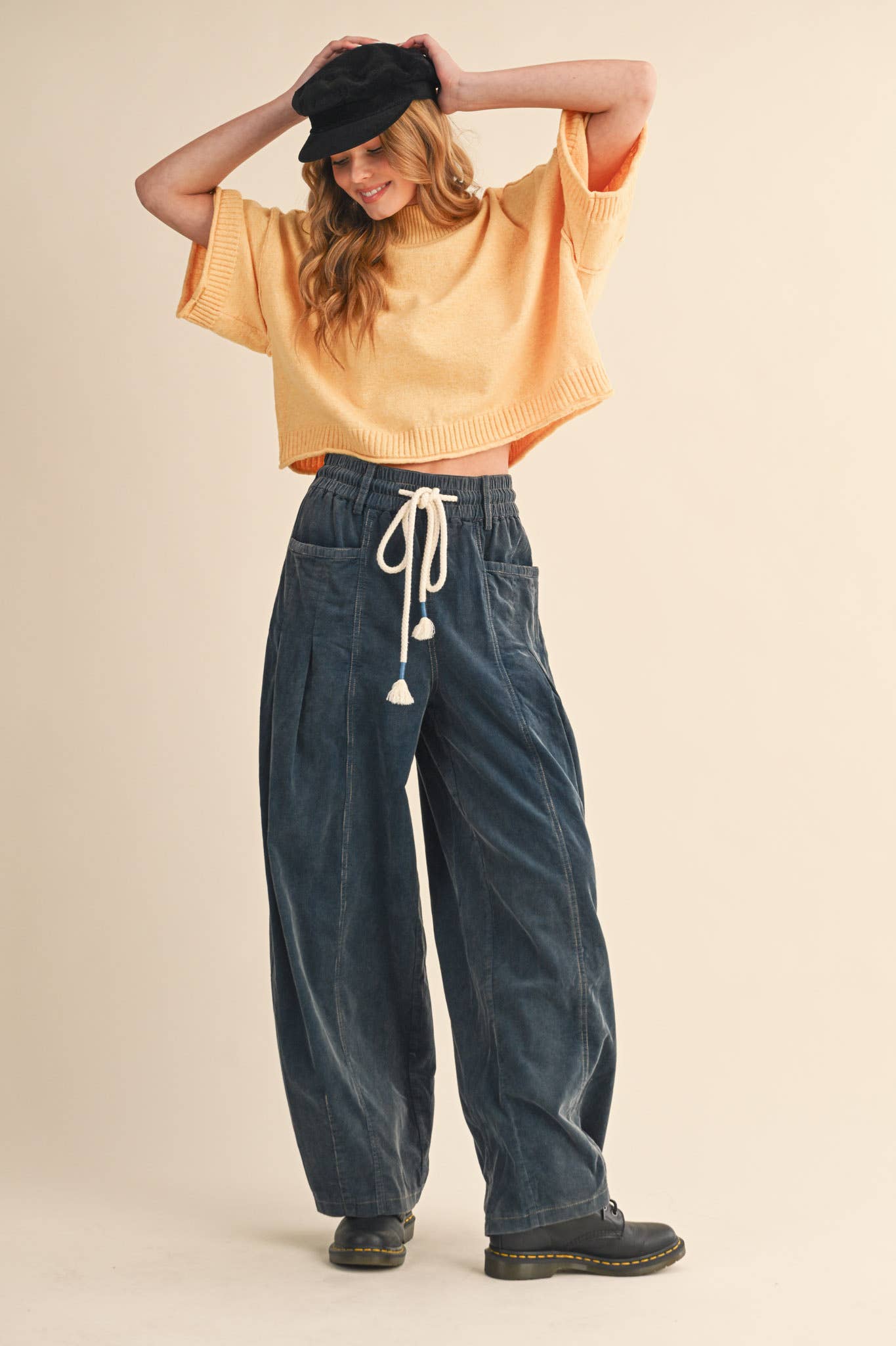 &MERCI - WASHED CORDUROY PLEATED BARREL PANTS MP4155
