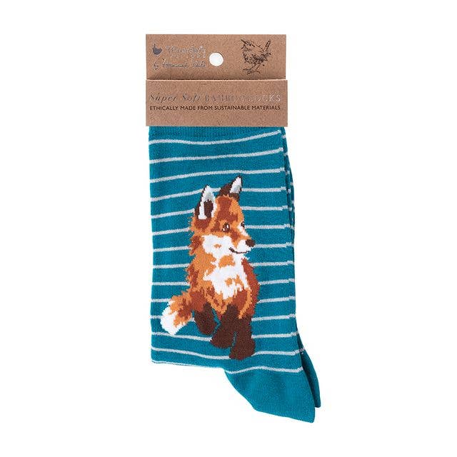 Wrendale Designs - Fox Sock - Born To Be Wild - Teal