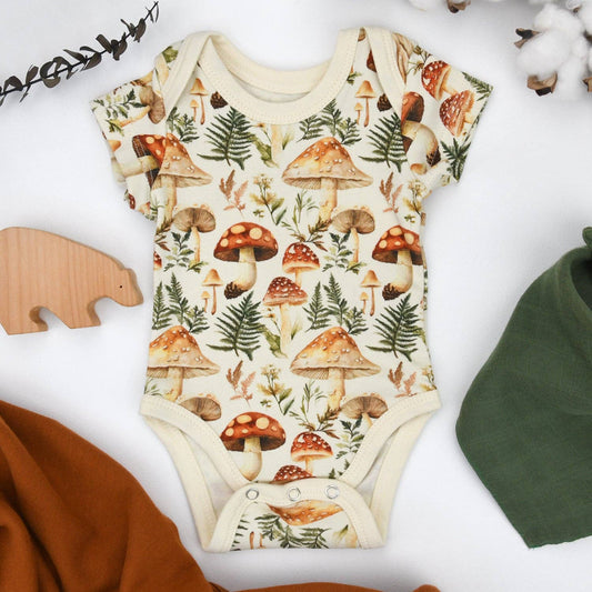 Earthy - Organic Cotton Short Sleeve Baby Bodysuit, Anise