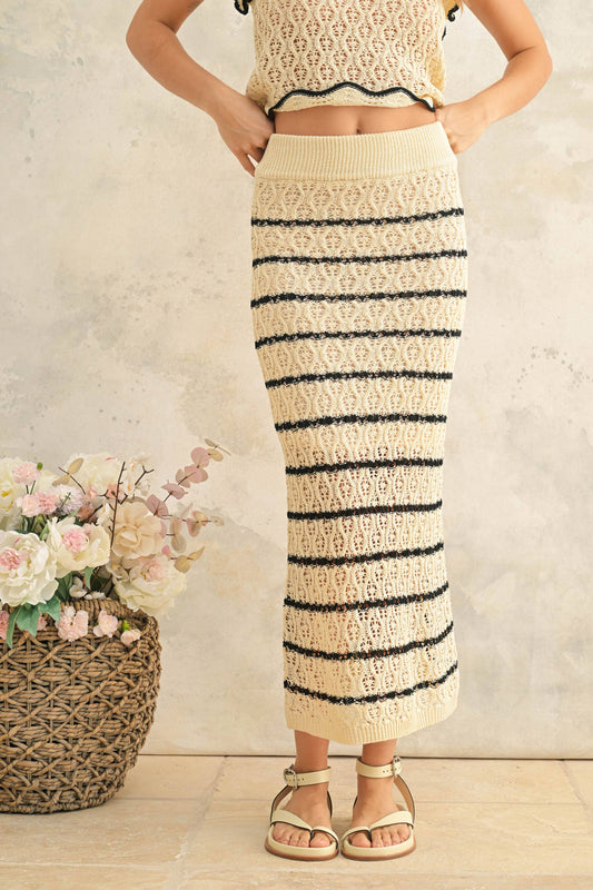 MIOU MUSE - S3919ST   CROCHET KNITTED SKIRT