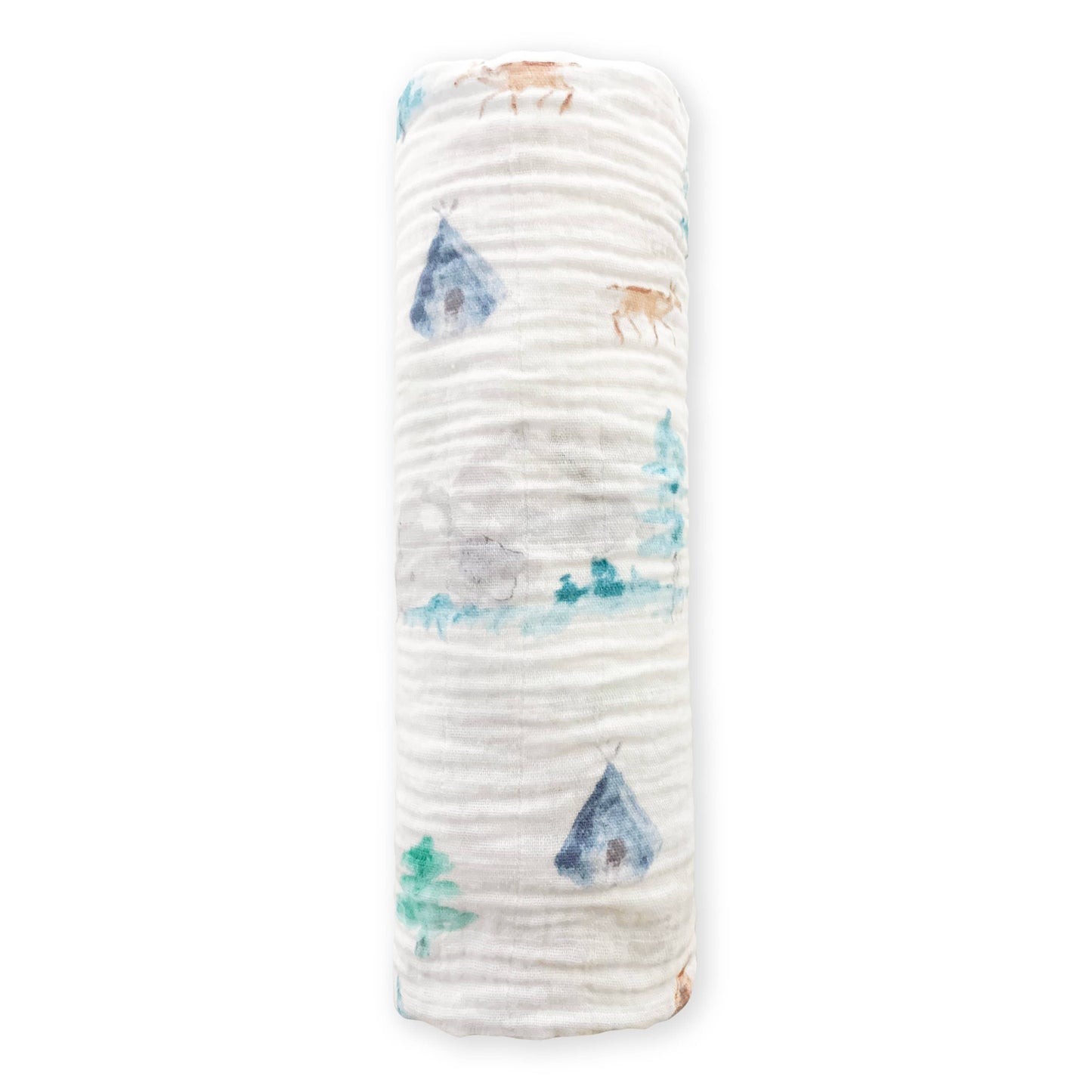 SwaddleDesigns - Watercolor Mountains & Trees Muslin Swaddle Blanket