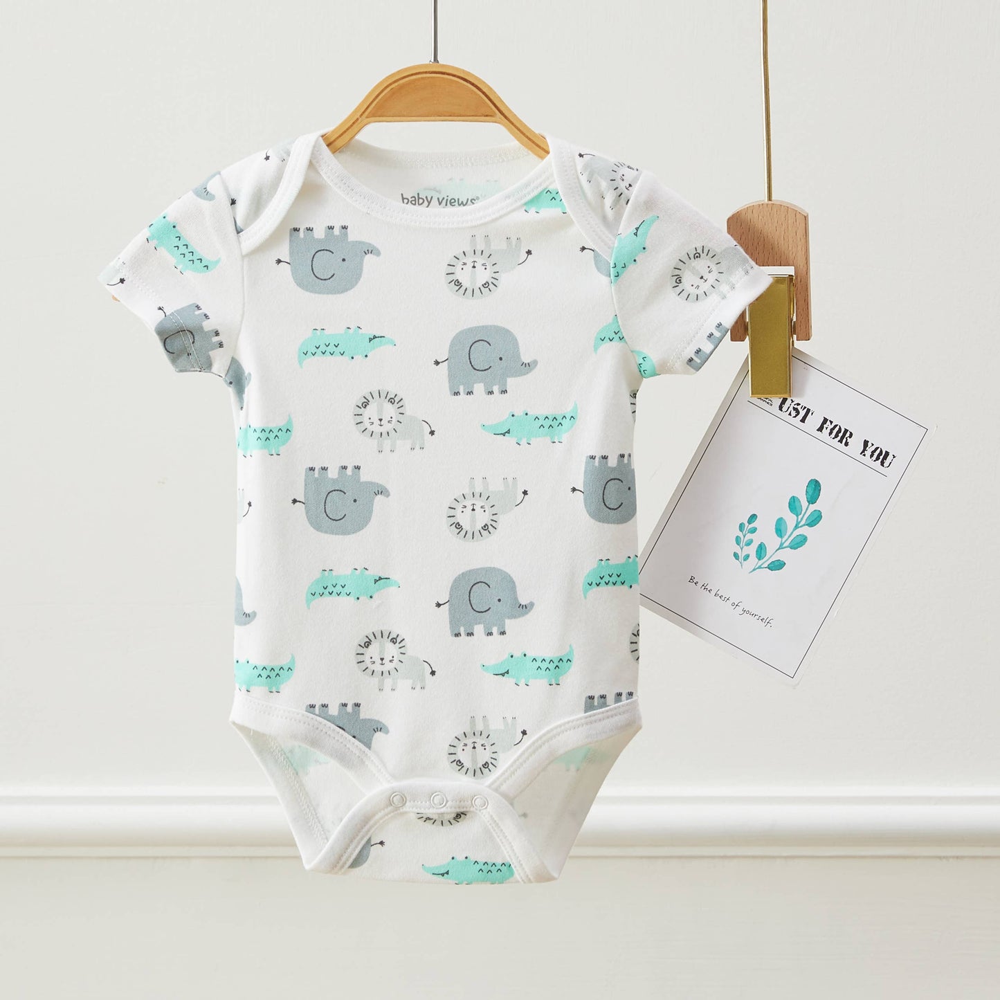Lollipop Dreams - Pack of 3 Baby Boys Safari Animal Short Sleeves Bodysuits