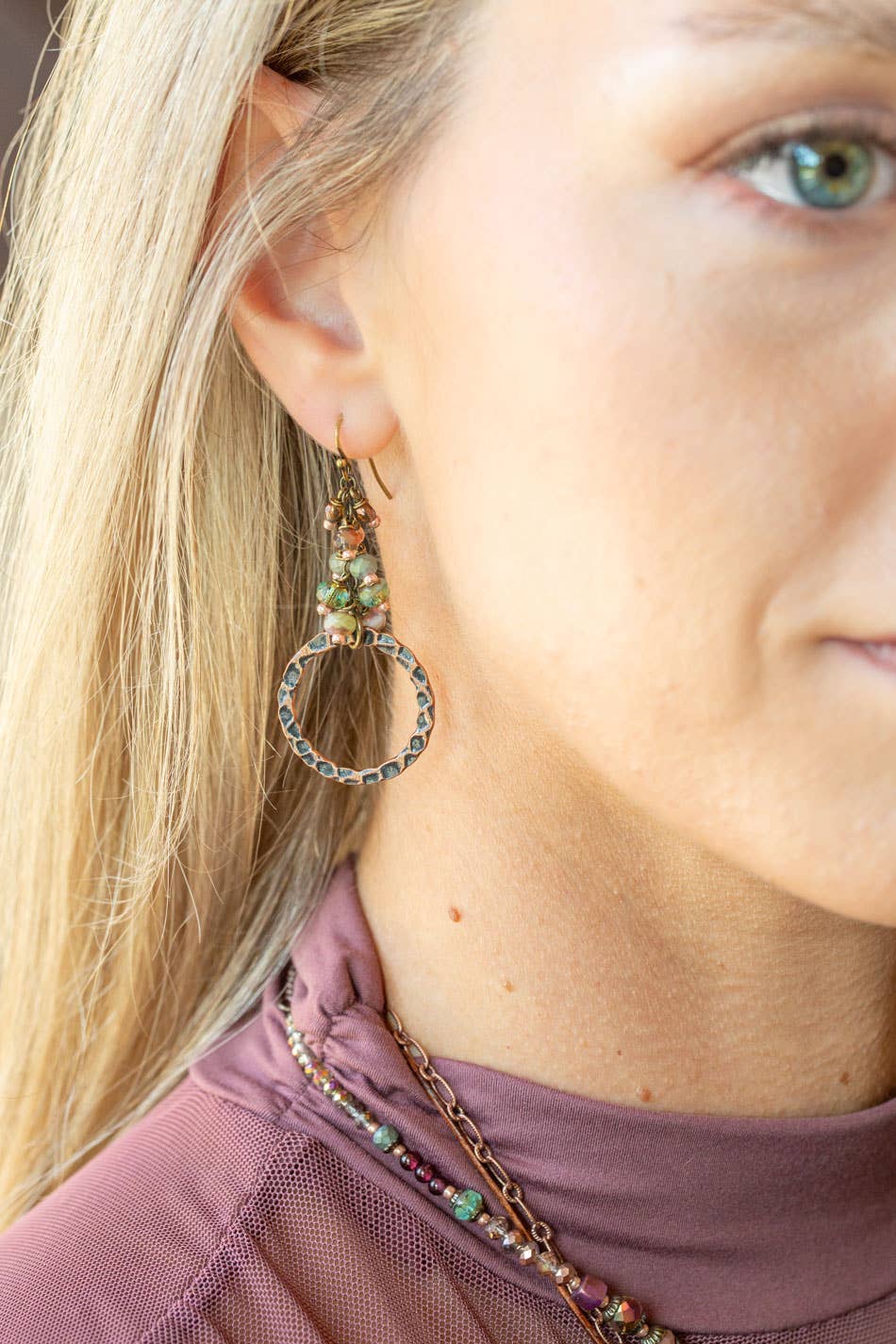Anne Vaughan Designs Jewelry - Mauve Crystal, Czech Glass Cluster Earrings