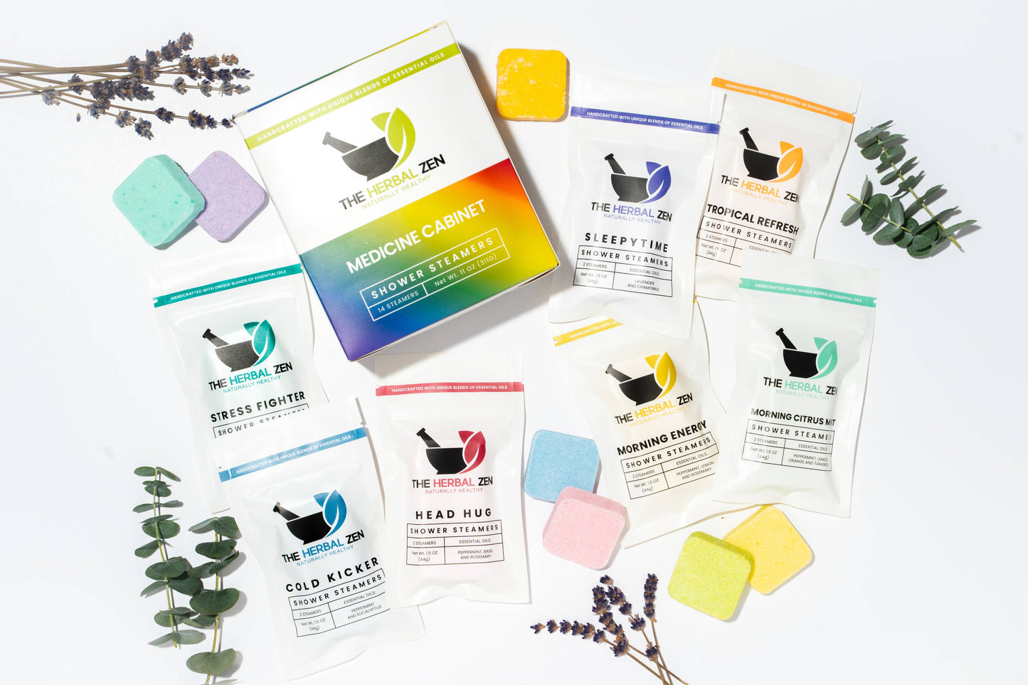 The Herbal Zen - Shower Steamer Gift Box – 7 Blend Variety Set