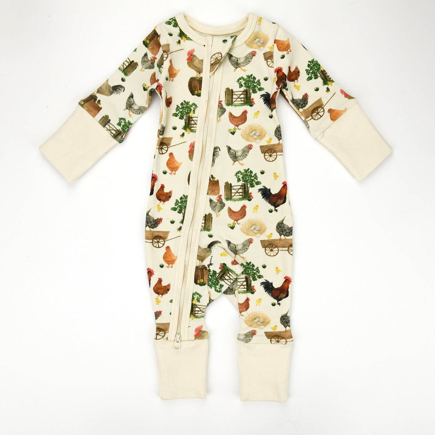 Earthy - Organic Cotton Baby Pajamas 2-Way Zip Front Zipper Sleeper, Basil