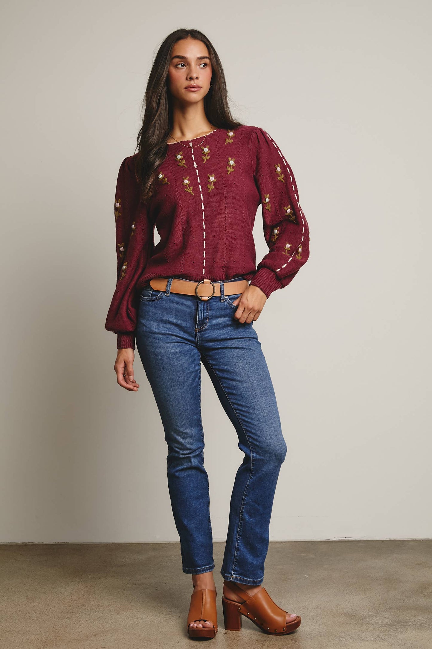 Forte - Embroidered Blossom Knit Sweater FSW0002