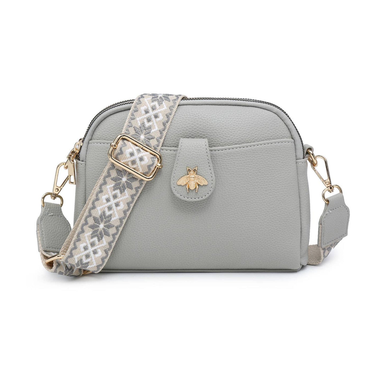 Papaya Fashion Ltd - B23002 Cross Body Handbag with double zip top sections