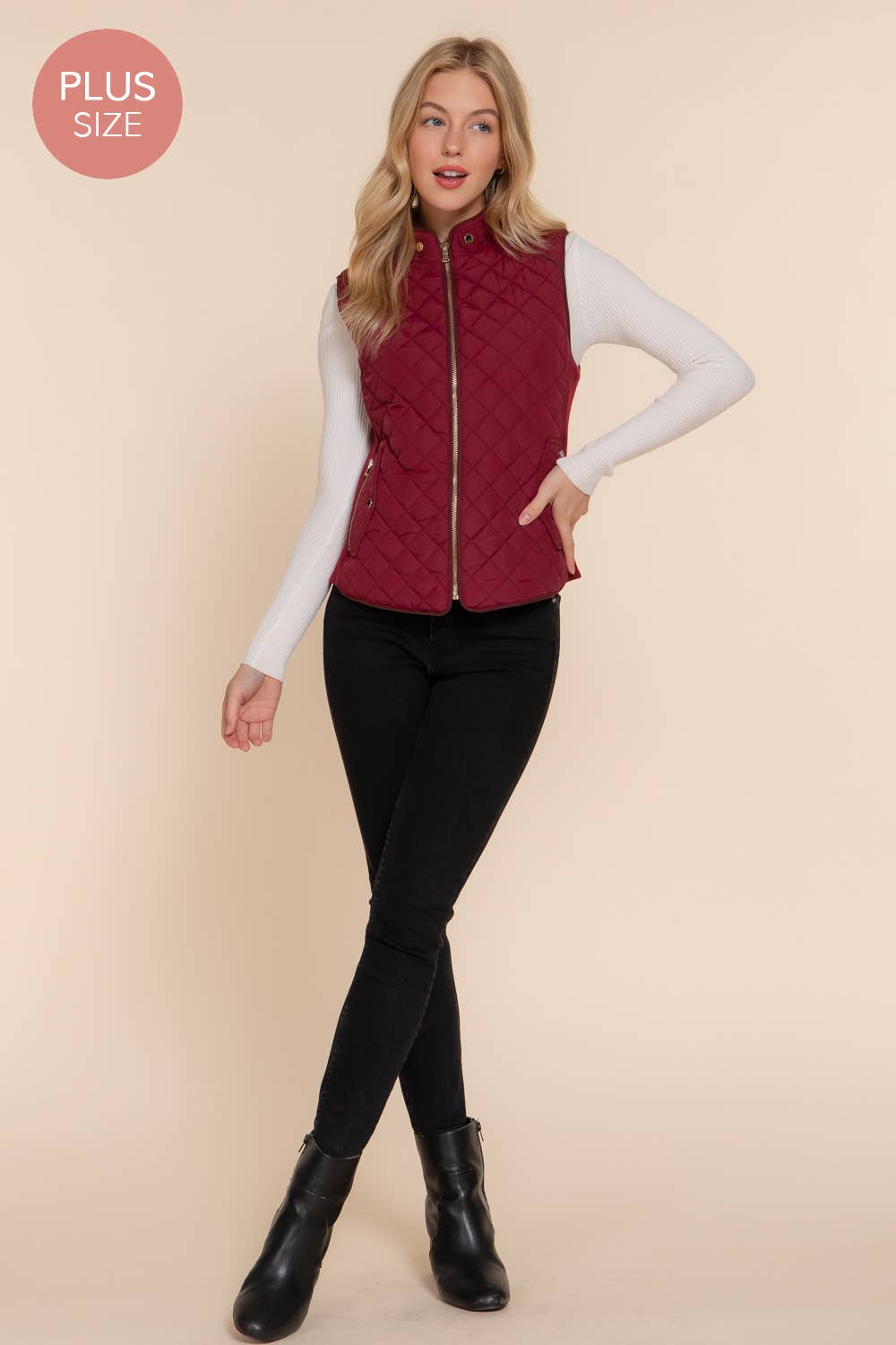 Active Basic | Active USA - Suede Piping Quilted Padding Vest