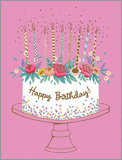 GINA B DESIGNS - Birthday Card - Flower Birthday Cake