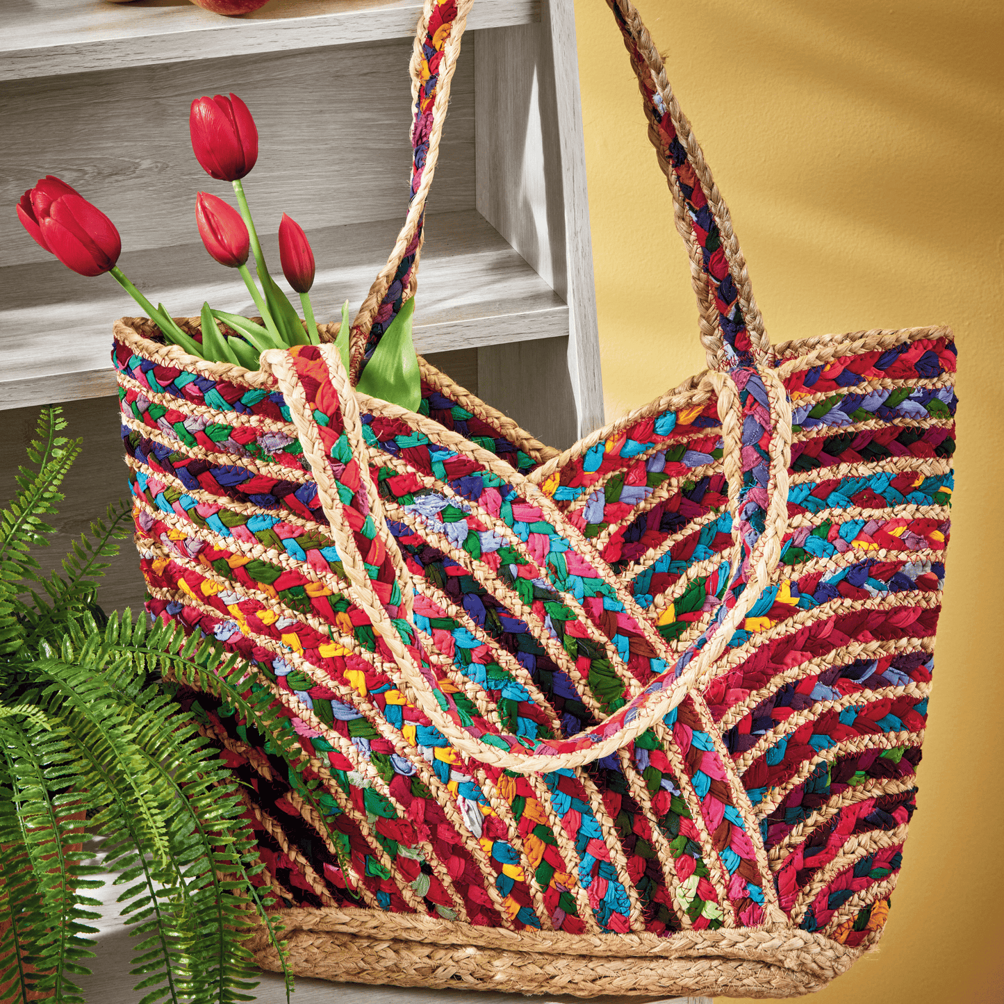 tag - Playa Braided Jute Tote Multi Summer