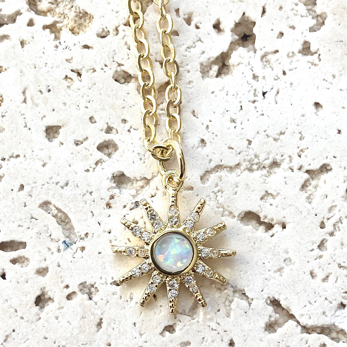 VB&CO Designs Handmade Jewelry - Opalite sun dainty necklace