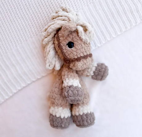 The Lumber Creek Co - Crochet Horse Pony Snuggler Lovey Infant Baby Toddler Toy